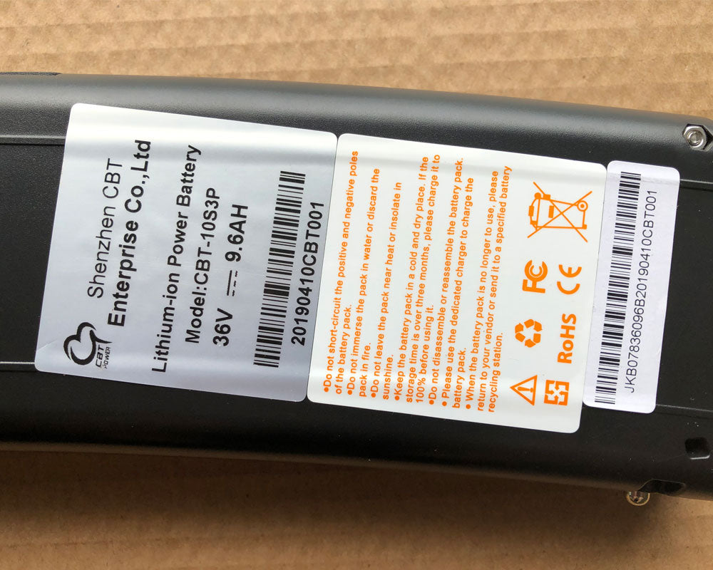 RICH BIT TOP880 electric bicycle battery 36V*9.6Ah