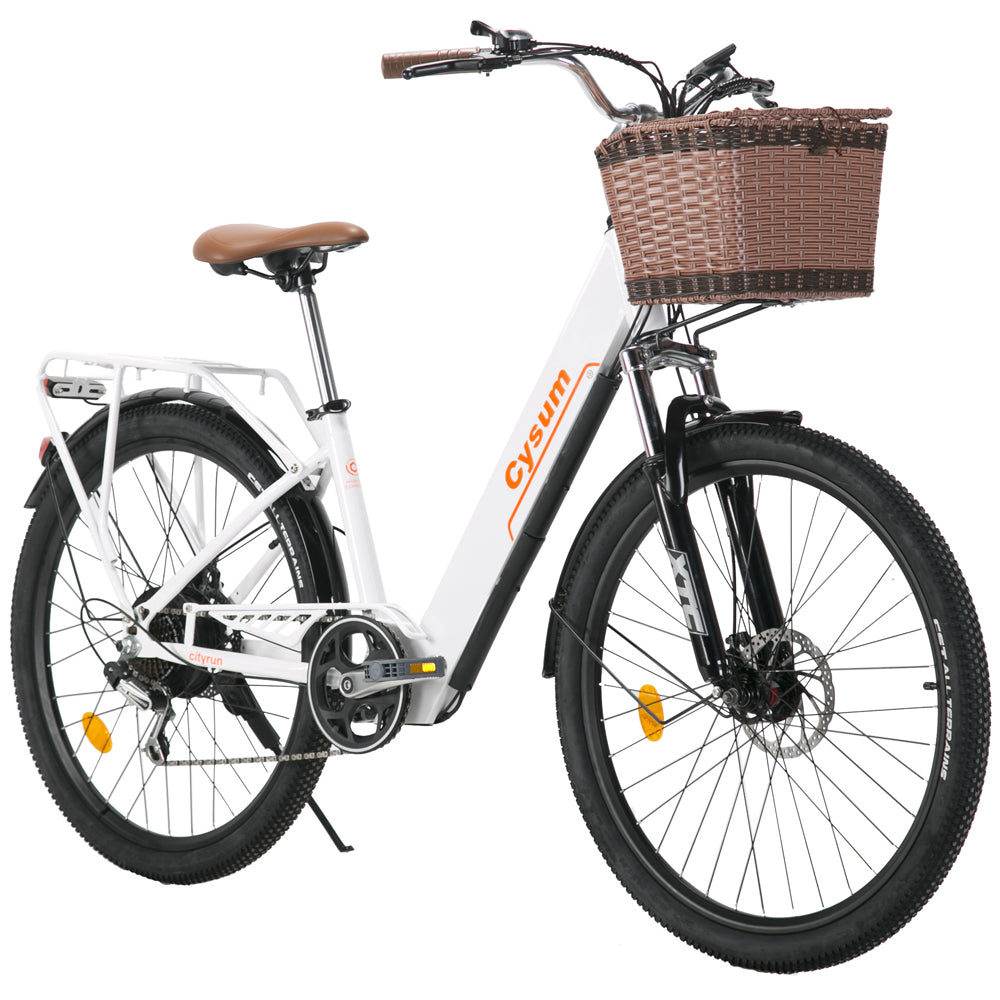 Cityrun 26" City Electric Bike, 40Nm Commuter Bike, 36V 10Ah Li-Battery City eBike Rich Bit eBike