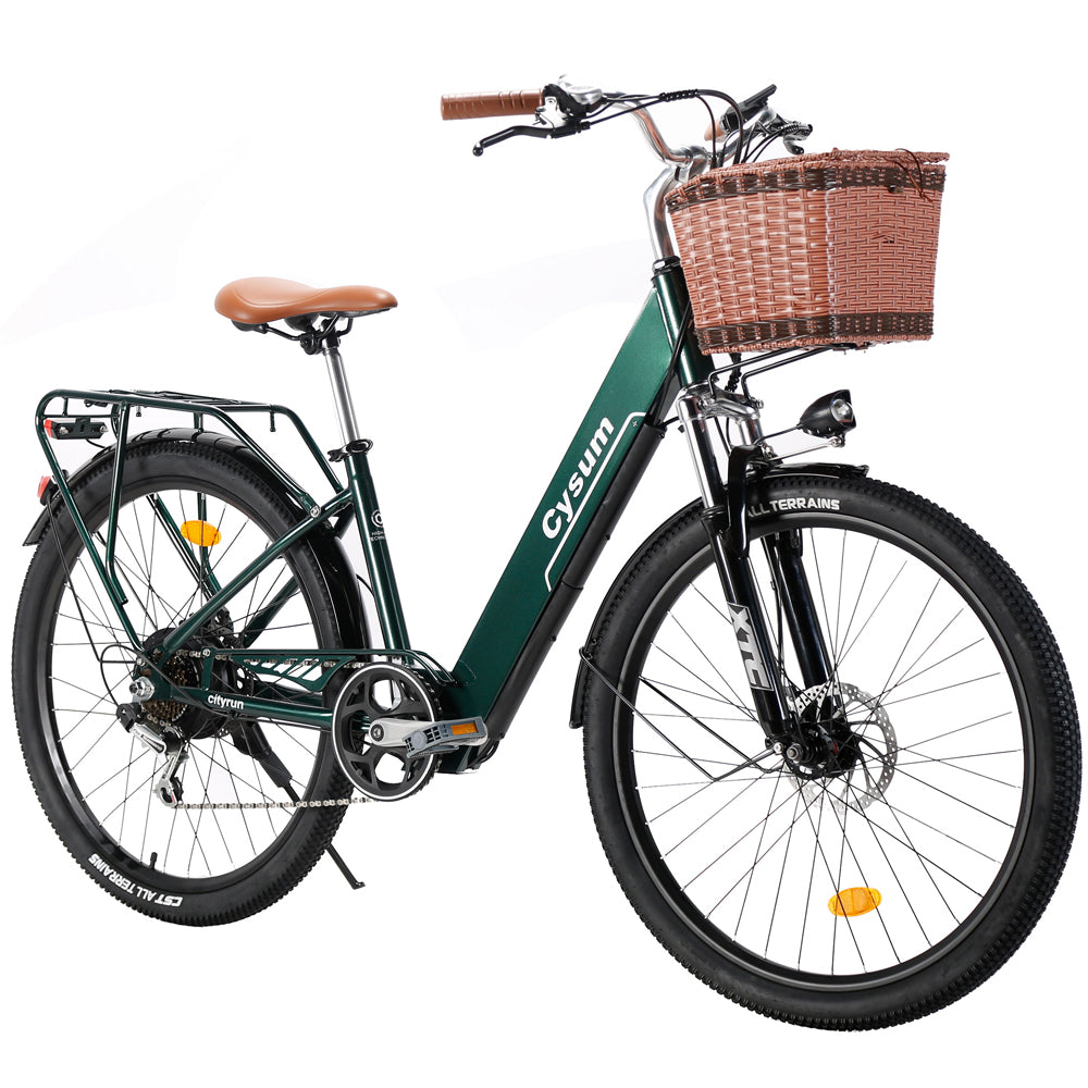 Cityrun 26" City Electric Bike, 40Nm Commuter Bike, 36V 10Ah Li-Battery City eBike Rich Bit eBike