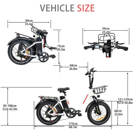 BAOLUJIE DZ-2030 Foldable Fat Electric Bike 20inch | 48v 500w rear hub | Disc Brake | 13Ah lithium battery - Rich Bit eBike