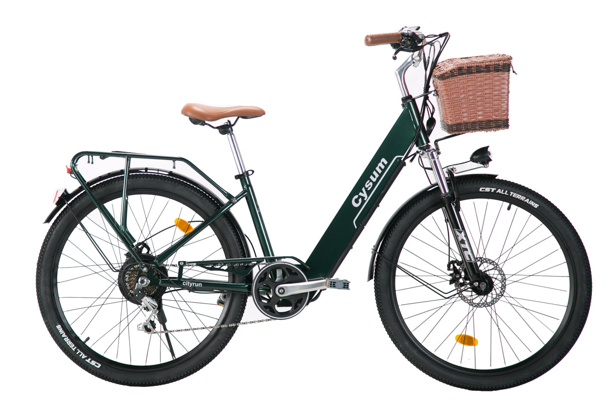 Cityrun 26" City Electric Bike, 40Nm Commuter Bike, 36V 10Ah Li-Battery City eBike