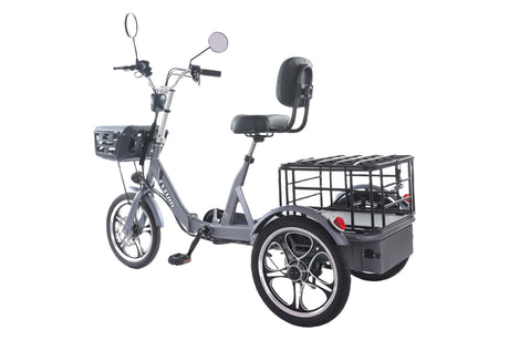 Foldable Electric Tricycle, Three-wheeled Electric Bicycle, 16*1.75" Integrated wheels, Li-battery 48V 12Ah, Large Capacity Rear Rack