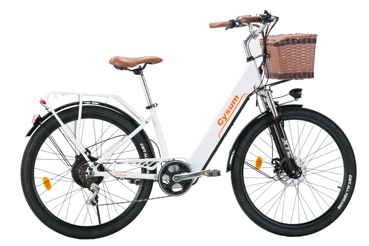 Cityrun 26" City Electric Bike, 40Nm Commuter Bike, 36V 10Ah Li-Battery City eBike