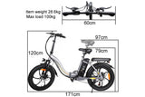 E20 Foldable Electric Bike, 20*3.0" Fat Tire Ebike, 36V 16Ah Li-Battery, Adult Electric Bicycle