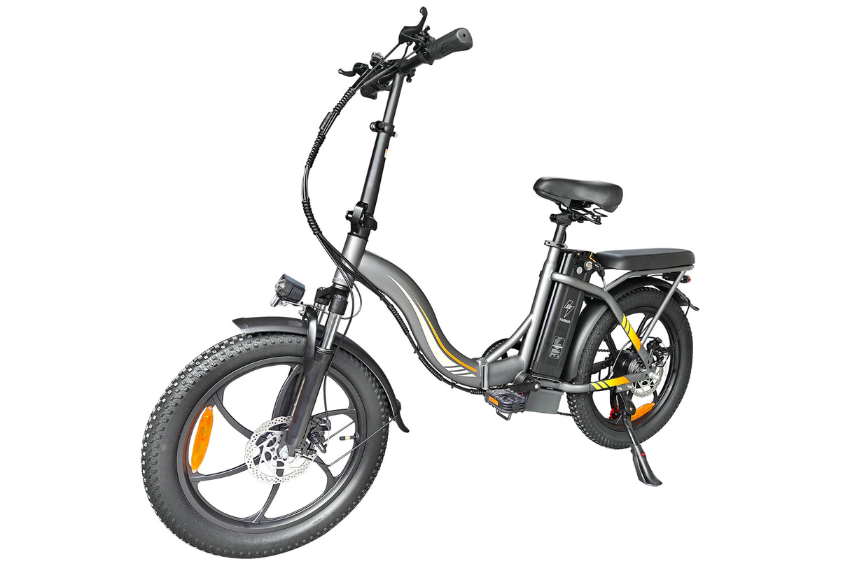 E20 Foldable Electric Bike, 20*3.0" Fat Tire Ebike, 36V 16Ah Li-Battery, Adult Electric Bicycle