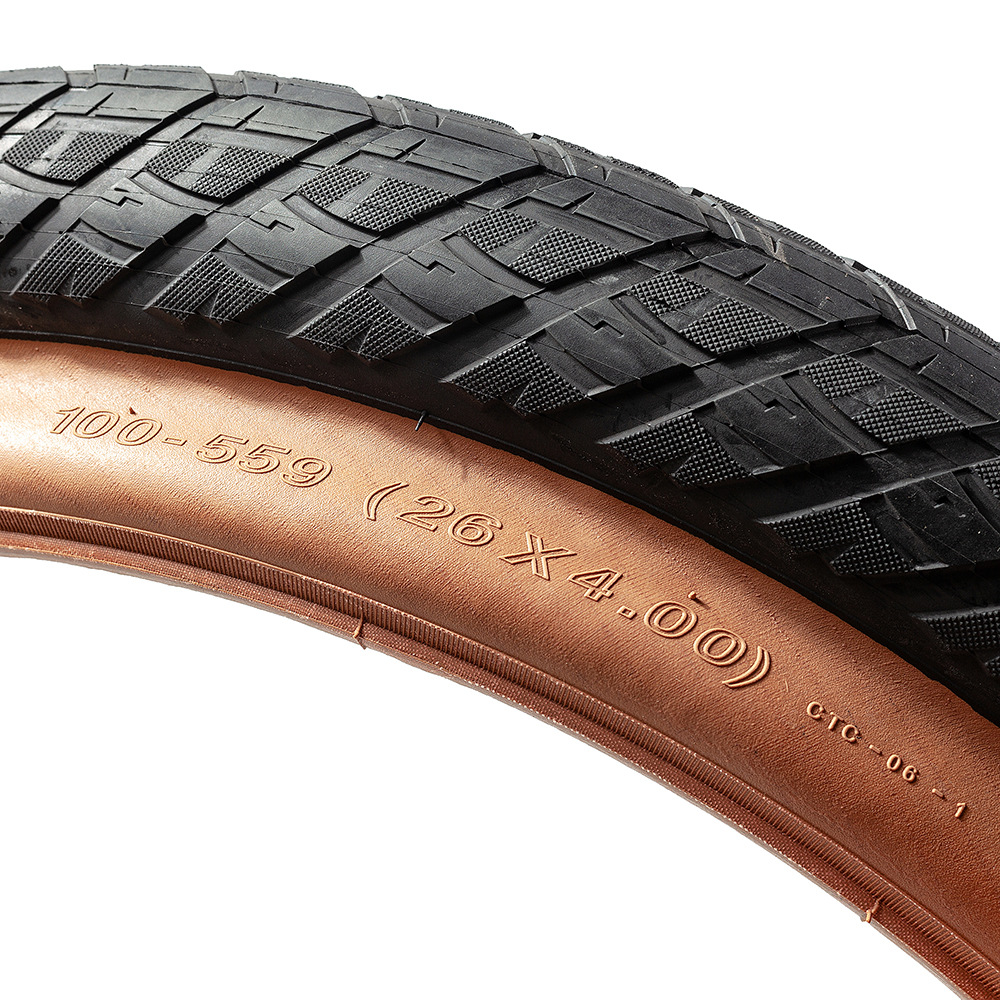 CST Big Boat 26x4.0 Urban Fat Tire – Smooth City Tread & Brown Sidewall (CTC-06) Rich Bit eBike