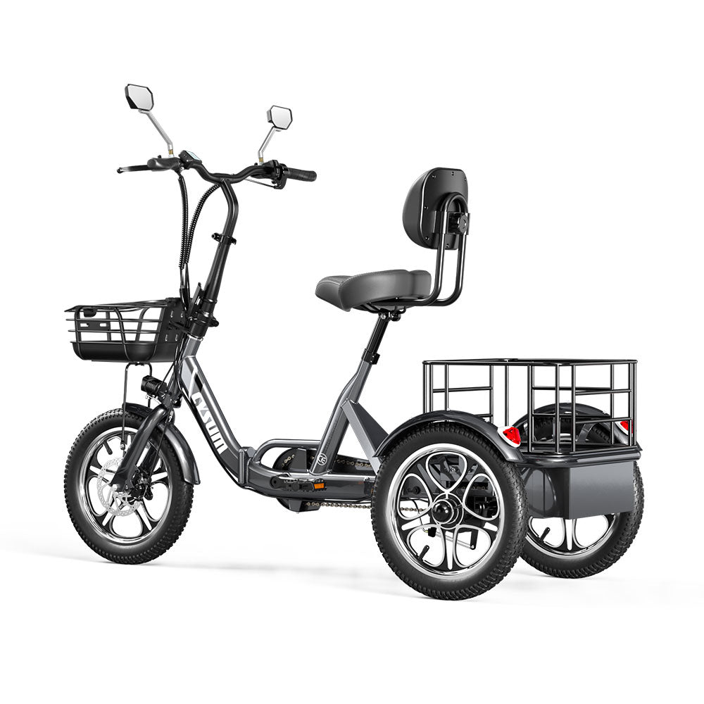 CYSUM T1 Pro Foldable Electric Tricycle, Three-wheeled Electric Bicycle, 16*2.3" Integrated wheels, Li-battery 48V 22Ah, Large Capacity Rear Rack Rich Bit eBike