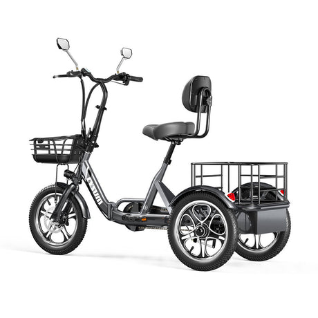 CYSUM T1 Pro Foldable Electric Tricycle, Three-wheeled Electric Bicycle, 16*2.3" Integrated wheels, Li-battery 48V 22Ah, Large Capacity Rear Rack Rich Bit eBike