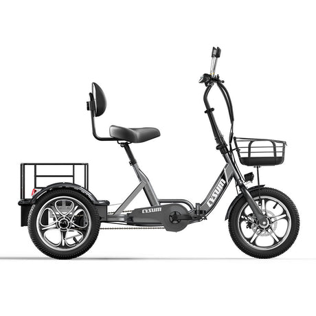 CYSUM T1 Pro Foldable Electric Tricycle, Three-wheeled Electric Bicycle, 16*2.3" Integrated wheels, Li-battery 48V 22Ah, Large Capacity Rear Rack Rich Bit eBike