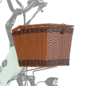 Durable Brown Plastic Rattan Front Bike Basket | Hand-Woven | Fits X-CITY & CITYRUN Rich Bit eBike