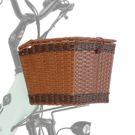 Durable Brown Plastic Rattan Front Bike Basket | Hand-Woven | Fits X-CITY & CITYRUN Rich Bit eBike