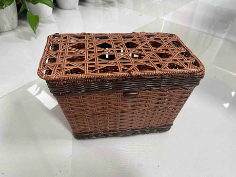 Durable Brown Plastic Rattan Front Bike Basket | Hand-Woven | Fits X-CITY & CITYRUN Rich Bit eBike