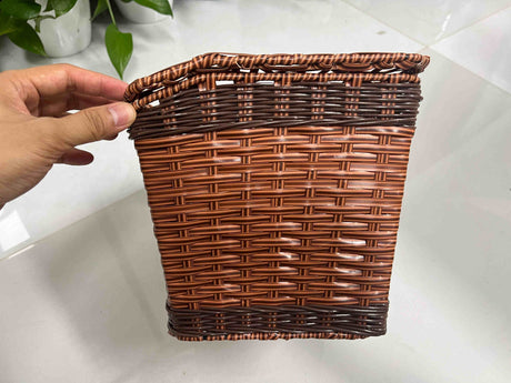 Durable Brown Plastic Rattan Front Bike Basket | Hand-Woven | Fits X-CITY & CITYRUN Rich Bit eBike