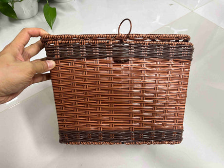 Durable Brown Plastic Rattan Front Bike Basket | Hand-Woven | Fits X-CITY & CITYRUN Rich Bit eBike