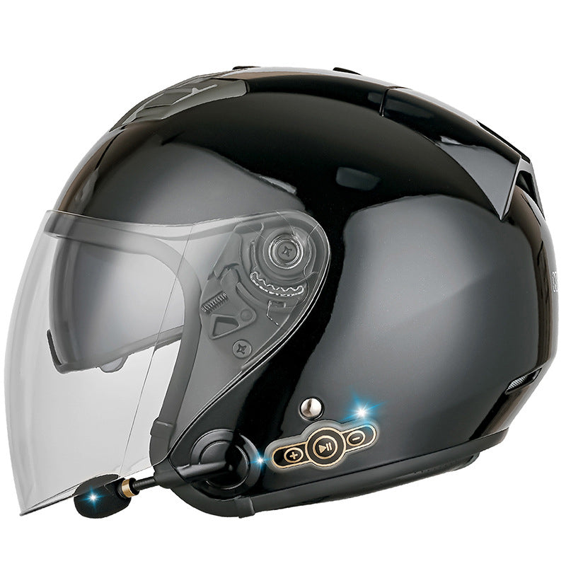 Smart Bluetooth Helmet Double Lenses All-Season Universal Motorcycle Sun Protection Half Helmet Safety Cap For Electric Bicycle