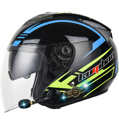 Smart Bluetooth Helmet Double Lenses All-Season Universal Motorcycle Sun Protection Half Helmet Safety Cap For Electric Bicycle Rich Bit eBike