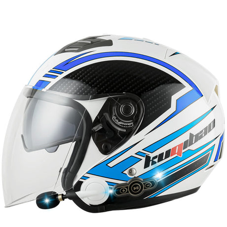 Smart Bluetooth Helmet Double Lenses All-Season Universal Motorcycle Sun Protection Half Helmet Safety Cap For Electric Bicycle Rich Bit eBike