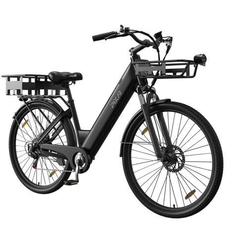 PIXAR C1 Adult Electric City Bike with Rear Rack & Fenders 36V 13Ah E-Bike Unisex Commute Bicycle Shimano 7 Speed Rich Bit eBike