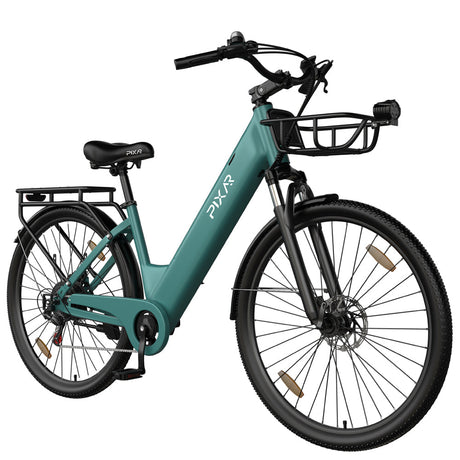 PIXAR C1 Pro Upgraded Electric Bicycle 36V 18Ah 250W Ebike with Hydraulic Brakes 150KM Range Front Suspension Adjustable Handlebar Shimano 7 Speed City E-bike Rich Bit eBike