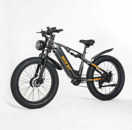 RICH BIT C01 Dual Motor Peak 3000w Electric Bike | 26x4.0" Fat Tire E-Bike for Adults | 150N.m Max Torque Full Suspension Mountain Ebike | 48V 20Ah Removable Battery with 3A Fast Charge Rich Bit eBike