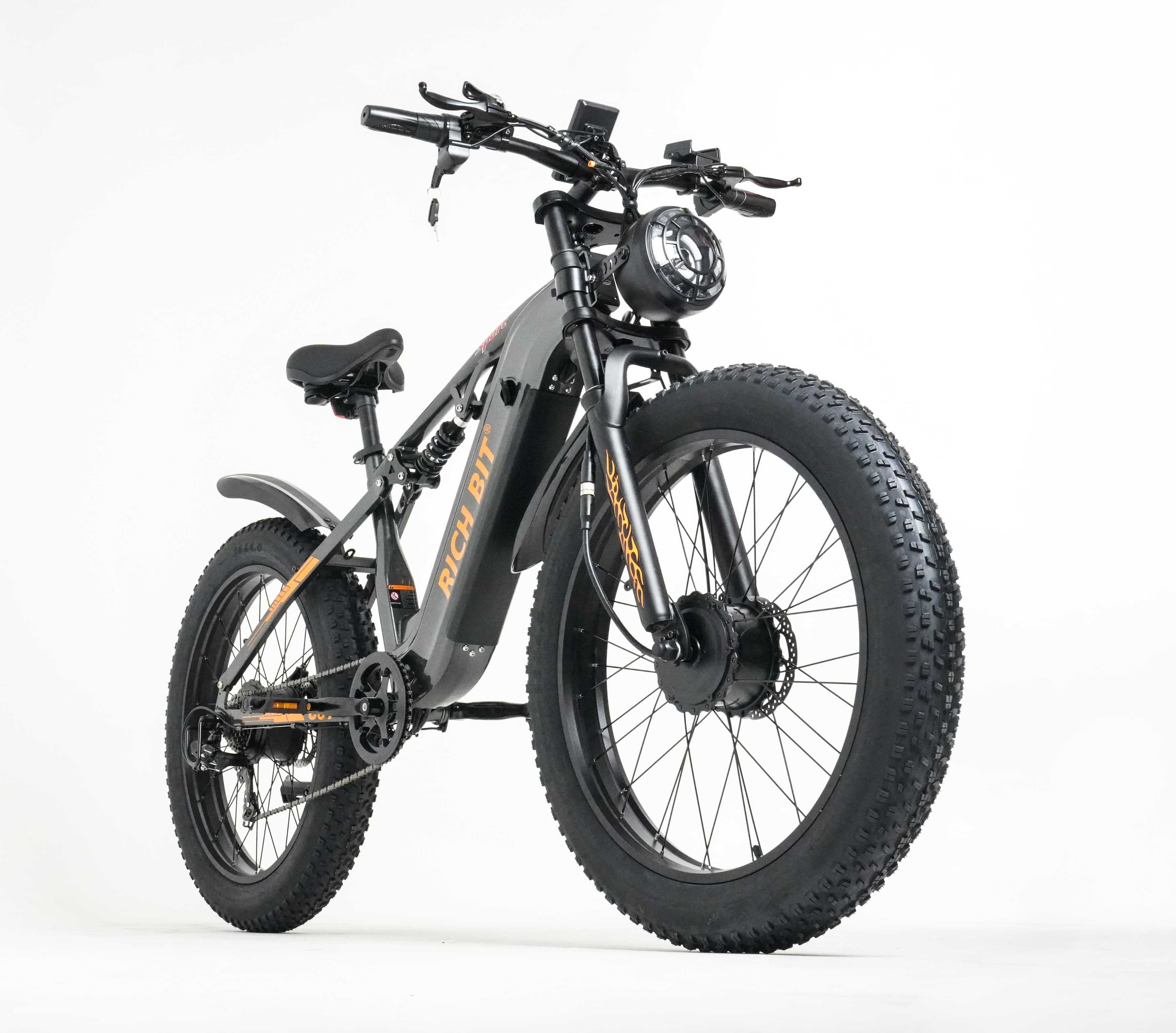 RICH BIT C01 Dual Motor Peak 3000w Electric Bike | 26x4.0" Fat Tire E-Bike for Adults | 150N.m Max Torque Full Suspension Mountain Ebike | 48V 20Ah Removable Battery with 3A Fast Charge Rich Bit eBike