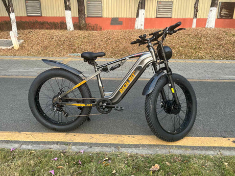 RICH BIT C01 Dual Motor Peak 3000w Electric Bike | 26x4.0" Fat Tire E-Bike for Adults | 150N.m Max Torque Full Suspension Mountain Ebike | 48V 20Ah Removable Battery with 3A Fast Charge Rich Bit eBike