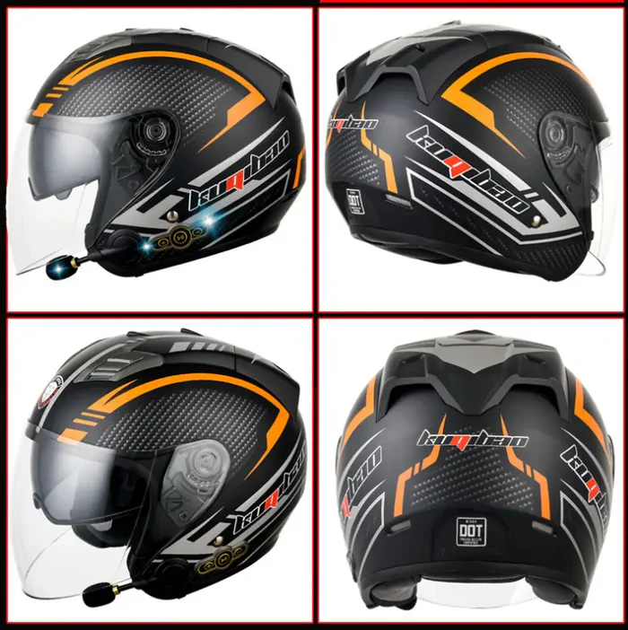 Smart Bluetooth Helmet Double Lenses All-Season Universal Motorcycle Sun Protection Half Helmet Safety Cap For Electric Bicycle Rich Bit eBike