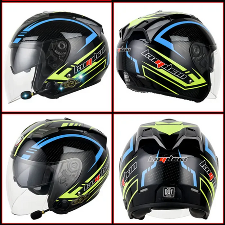 Smart Bluetooth Helmet Double Lenses All-Season Universal Motorcycle Sun Protection Half Helmet Safety Cap For Electric Bicycle Rich Bit eBike