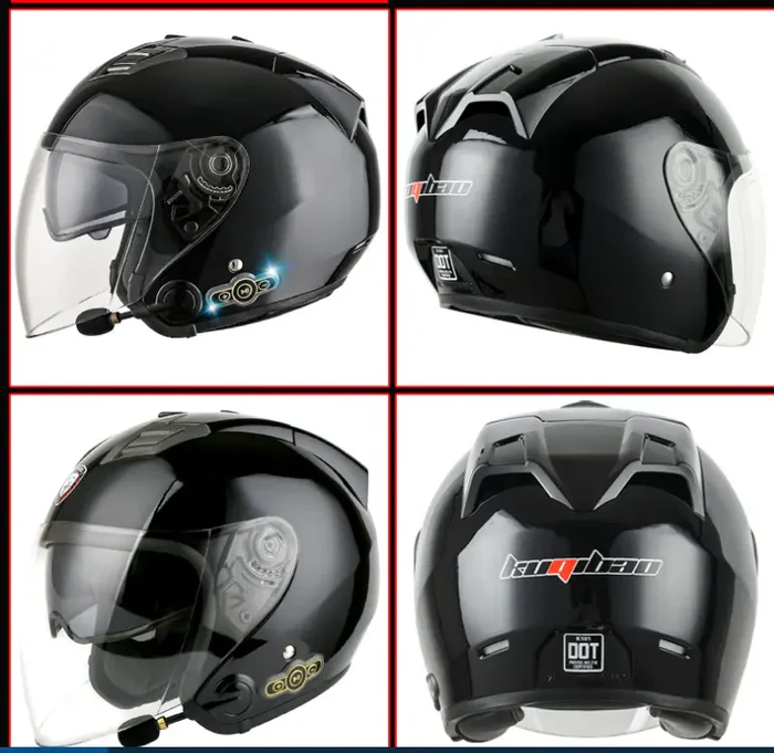 Smart Bluetooth Helmet Double Lenses All-Season Universal Motorcycle Sun Protection Half Helmet Safety Cap For Electric Bicycle Rich Bit eBike