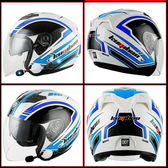 Smart Bluetooth Helmet Double Lenses All-Season Universal Motorcycle Sun Protection Half Helmet Safety Cap For Electric Bicycle Rich Bit eBike