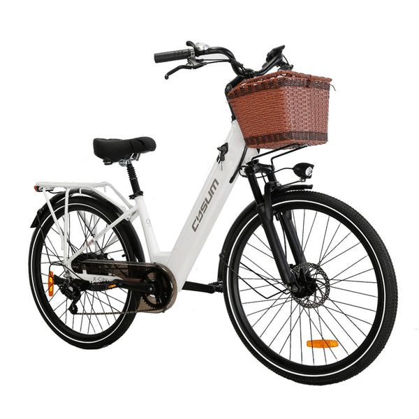 Cysum X-City Electric Bike - 48V 250W Motor, 45Nm Torque, 48V 10.4Ah Lithium Battery, Step-Through Frame, Unisex Design for Commuting