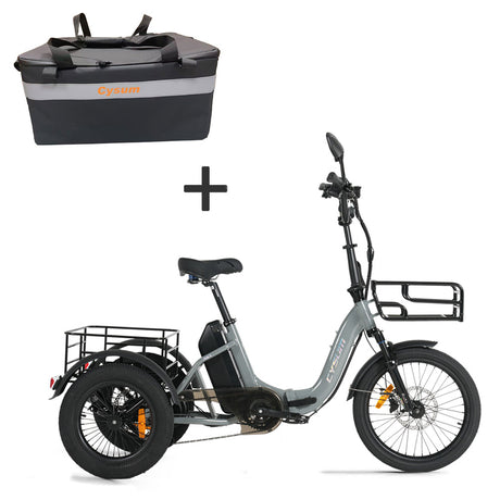 CYSUM AG1 Pro 48V 20Ah Step-Through E-Trike Folding Electric Tricycle Gray Rich Bit eBike