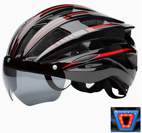 Magnetic Suction Wind Shield Bicycle Helmet With Built-In Charging Tail Light, Fully Formed, Ultra-Lightweight Bicycle Road Bike Safety Helmet Rich Bit eBike