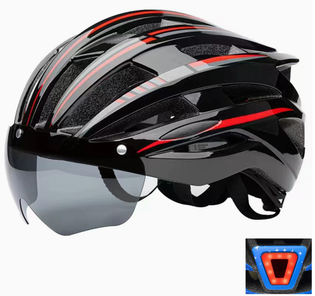 Magnetic Suction Wind Shield Bicycle Helmet With Built-In Charging Tail Light, Fully Formed, Ultra-Lightweight Bicycle Road Bike Safety Helmet Rich Bit eBike