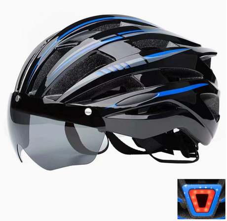 Magnetic Suction Wind Shield Bicycle Helmet With Built-In Charging Tail Light, Fully Formed, Ultra-Lightweight Bicycle Road Bike Safety Helmet Rich Bit eBike
