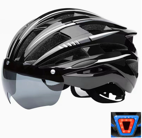 Magnetic Suction Wind Shield Bicycle Helmet With Built-In Charging Tail Light, Fully Formed, Ultra-Lightweight Bicycle Road Bike Safety Helmet Rich Bit eBike