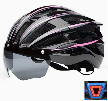 Magnetic Suction Wind Shield Bicycle Helmet With Built-In Charging Tail Light, Fully Formed, Ultra-Lightweight Bicycle Road Bike Safety Helmet Rich Bit eBike