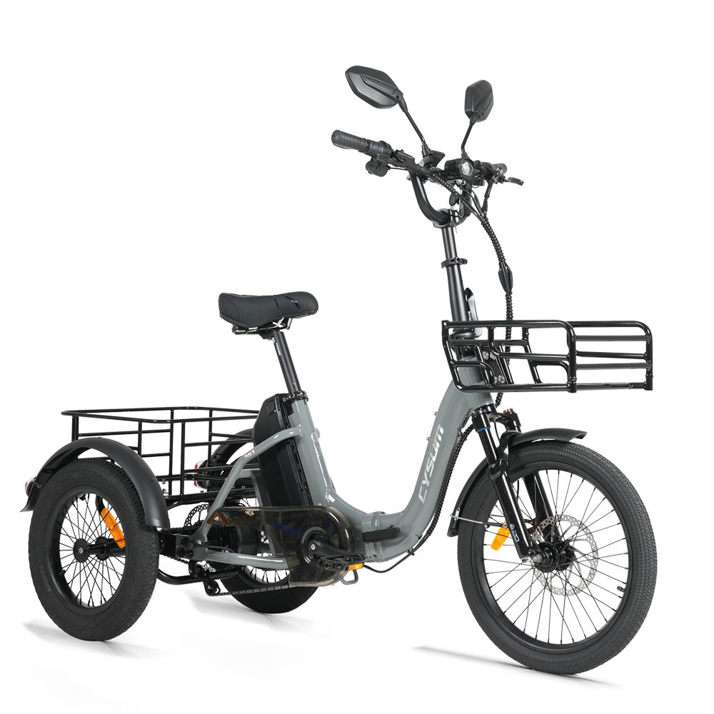 CYSUM AG1 Folding Electric Tricycle | 750W Motor & 48V 20Ah Removable Lithium Battery | Step-Through E-Trike with Hydraulic Disc Brakes, Speed Differential System, NFC LCD Display Rich Bit eBike